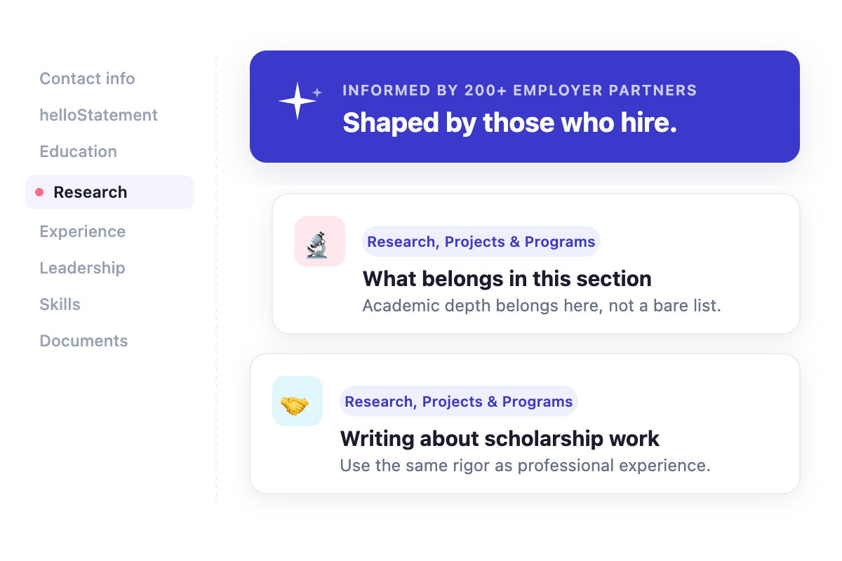 Guidance tab in helloResume