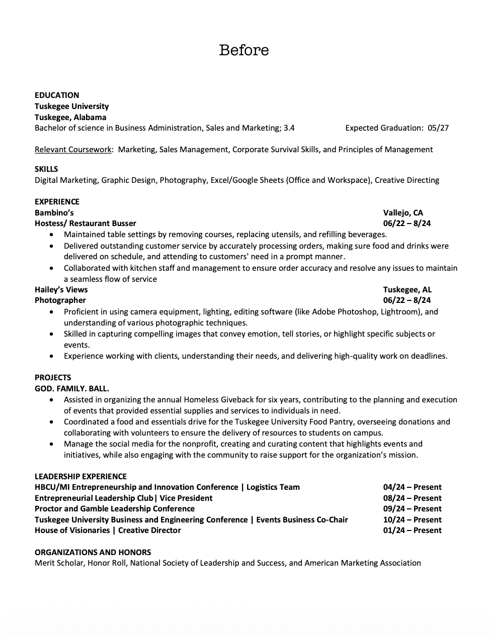 Before resume